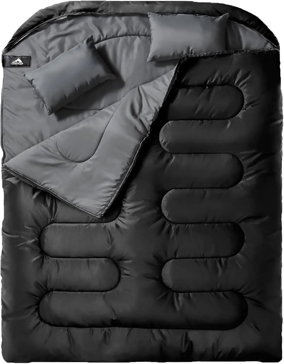Double Sleeping Bag XL Queen Size Two-Person with Pillows All-Season