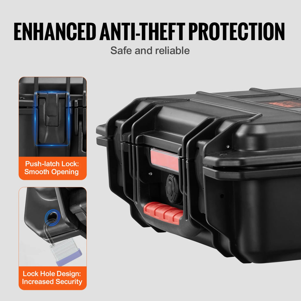 VEVOR IP67 weatherproof hard case with pre-cut foam for protective travel and storage