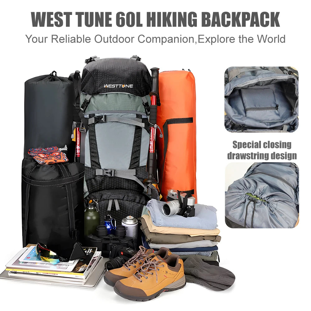 Hiking Backpack with Rain Cover 60 L