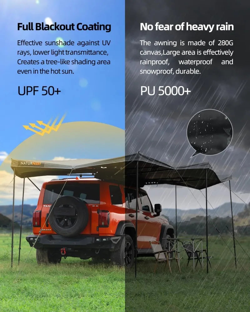 270 Degree Vehicle Awning for SUV Jeep Truck Rooftop Overland