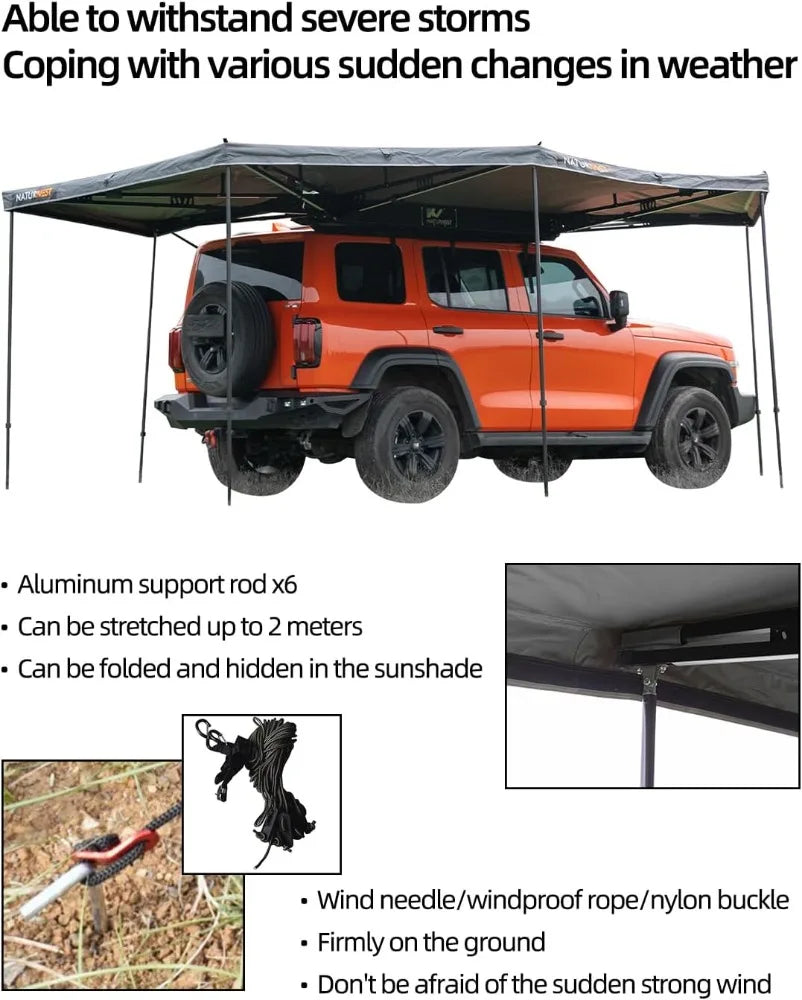 270 Degree Vehicle Awning for SUV Jeep Truck Rooftop Overland