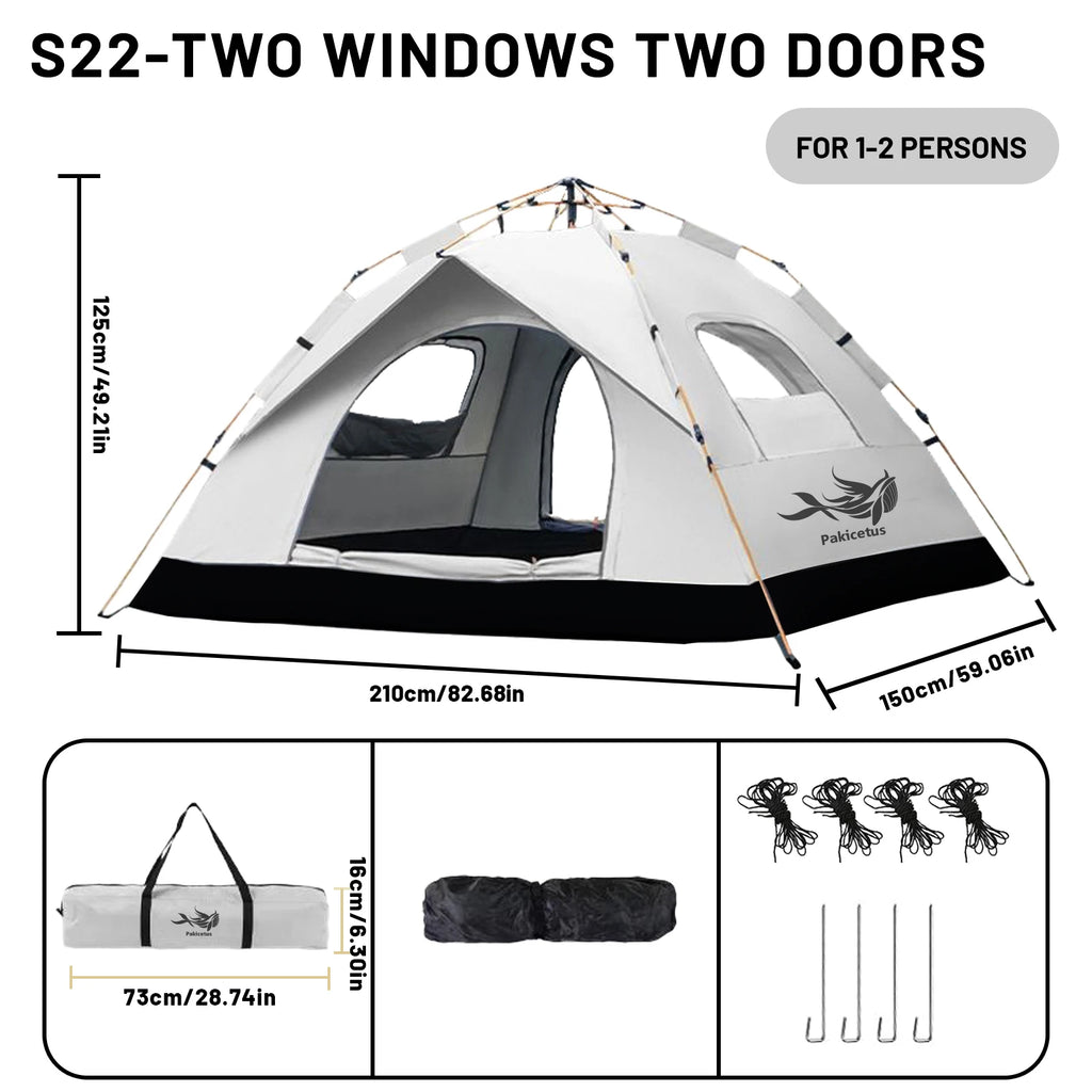 PAKICETUS 2-4 Person Automatic Pop Up Camping Tent, Instant Quick Setup Portable Windproof Tent, Lightweight Backpacking Shelter for Outdoor Travel Hiking Picnic