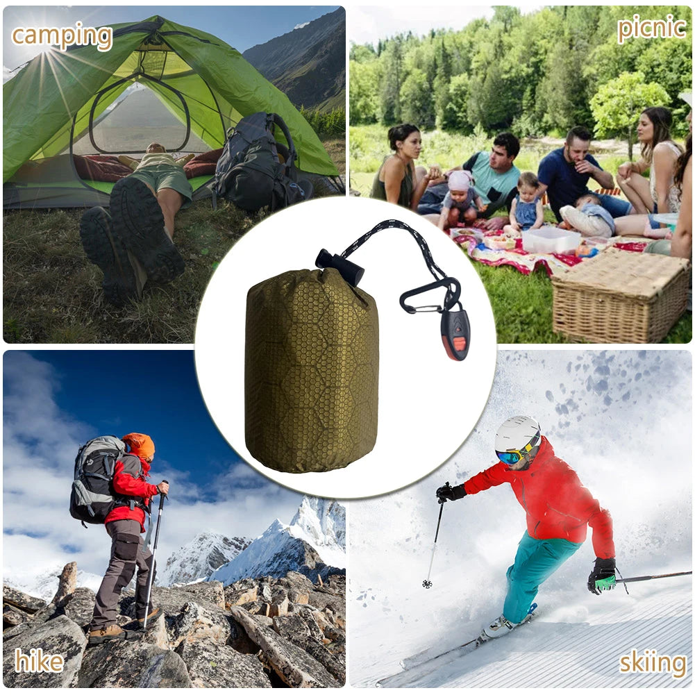 Emergency Heat Reflective Sleeping Bag with Whistle and Hook