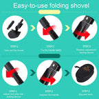 Mini folding survival shovel made of lightweight steel with carry bag for outdoor use