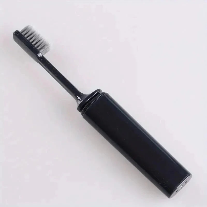 Portable Charcoal Folding Toothbrush - Compact Design for Travel, Camping, and Hiking
