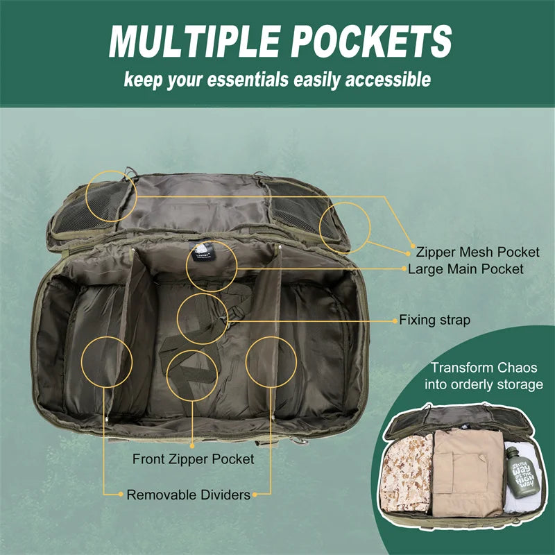 Tactical Backpack Large Hiking Travel Bag 30L 45L 80L