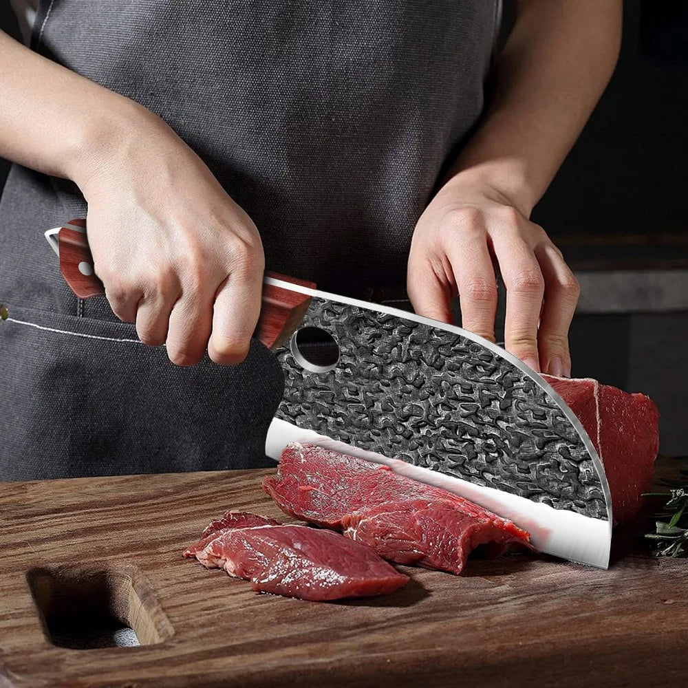 Hand-Forged Stainless Steel Chef Knife Cleaver with Sheath