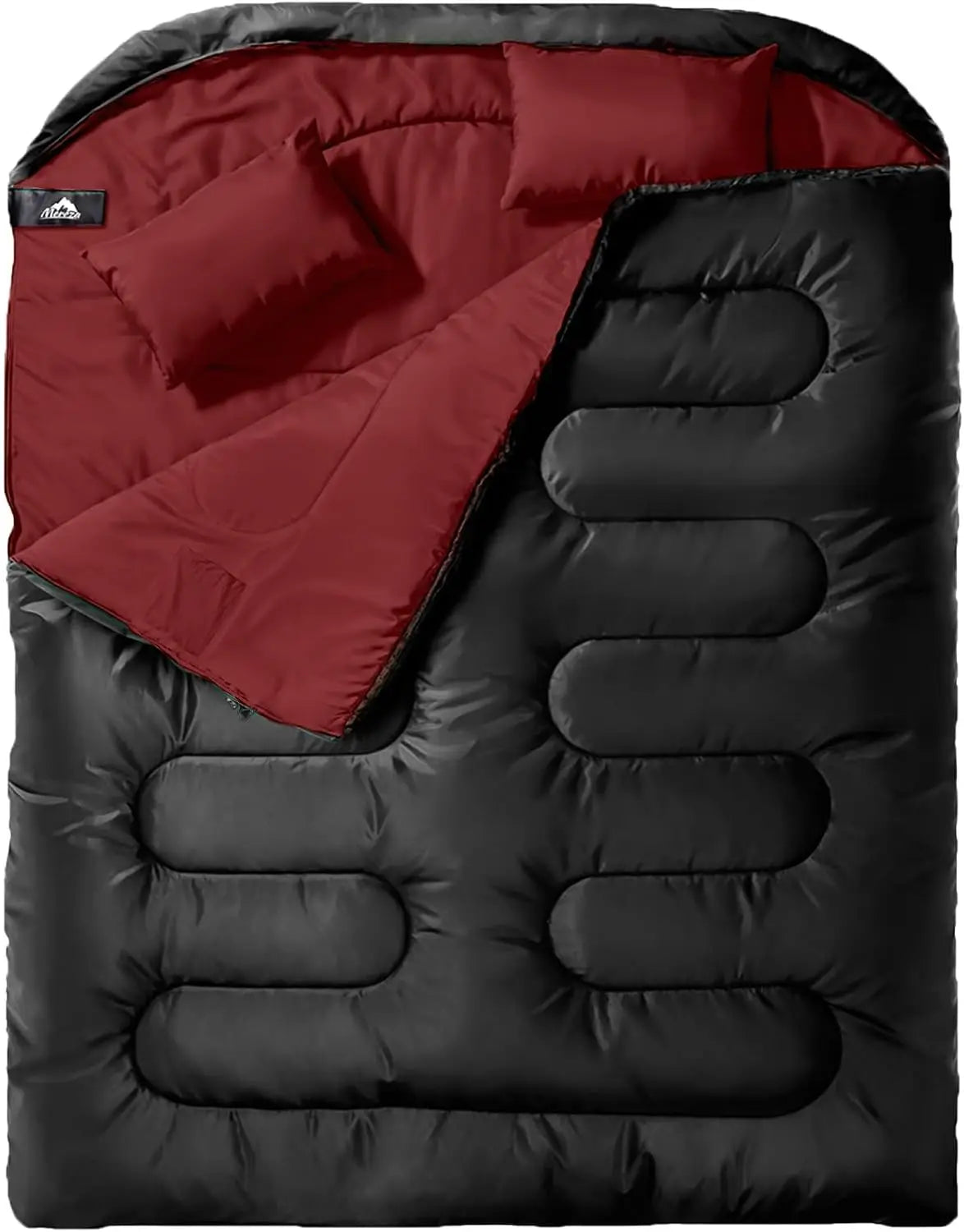 Double Sleeping Bag XL Queen Size Two-Person with Pillows All-Season