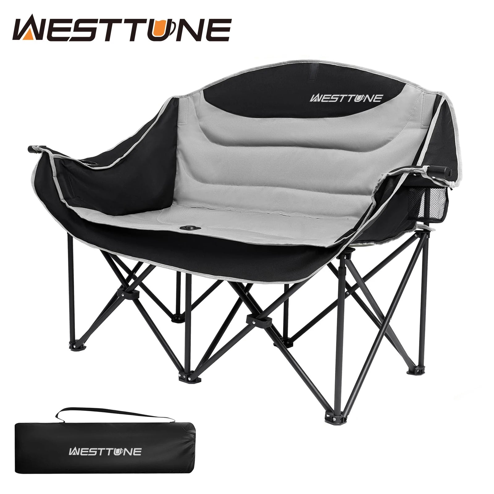 WESTTUNE Oversized Double Camping Chair Heavy Duty Folding Couch 440 lb